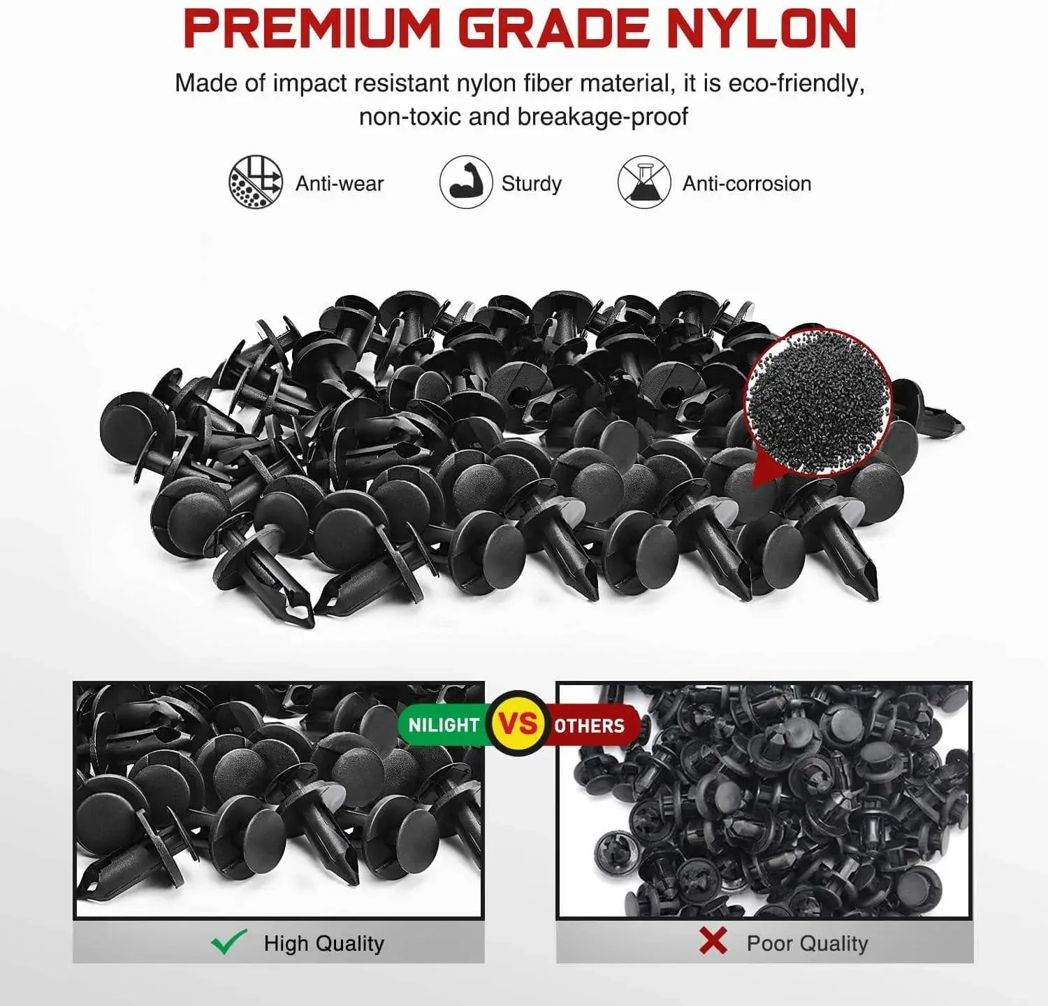 100 Pcs Hole 8mm Nylon Bumper Rivet Clips for GM 21030249 for Ford N807389S for Chrysler 6503598