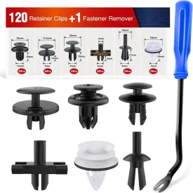 120 Pcs Hole 5mm 6mm 7mm 9mm 10mm Car Retainer Clips Fastener Remover Expansion Screws Replacement Kit Bumper Push Rivet Clips for GM BMW Honda Mercedes-Benz