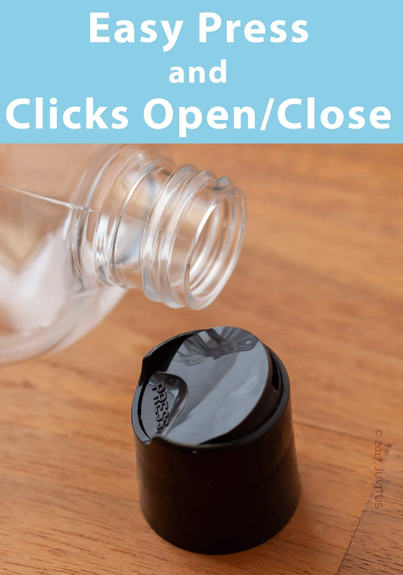 16 oz / 500 ml Clear Plastic PET Boston Round Bottle (BPA Free) with (12 pack, Black Disc Cap)