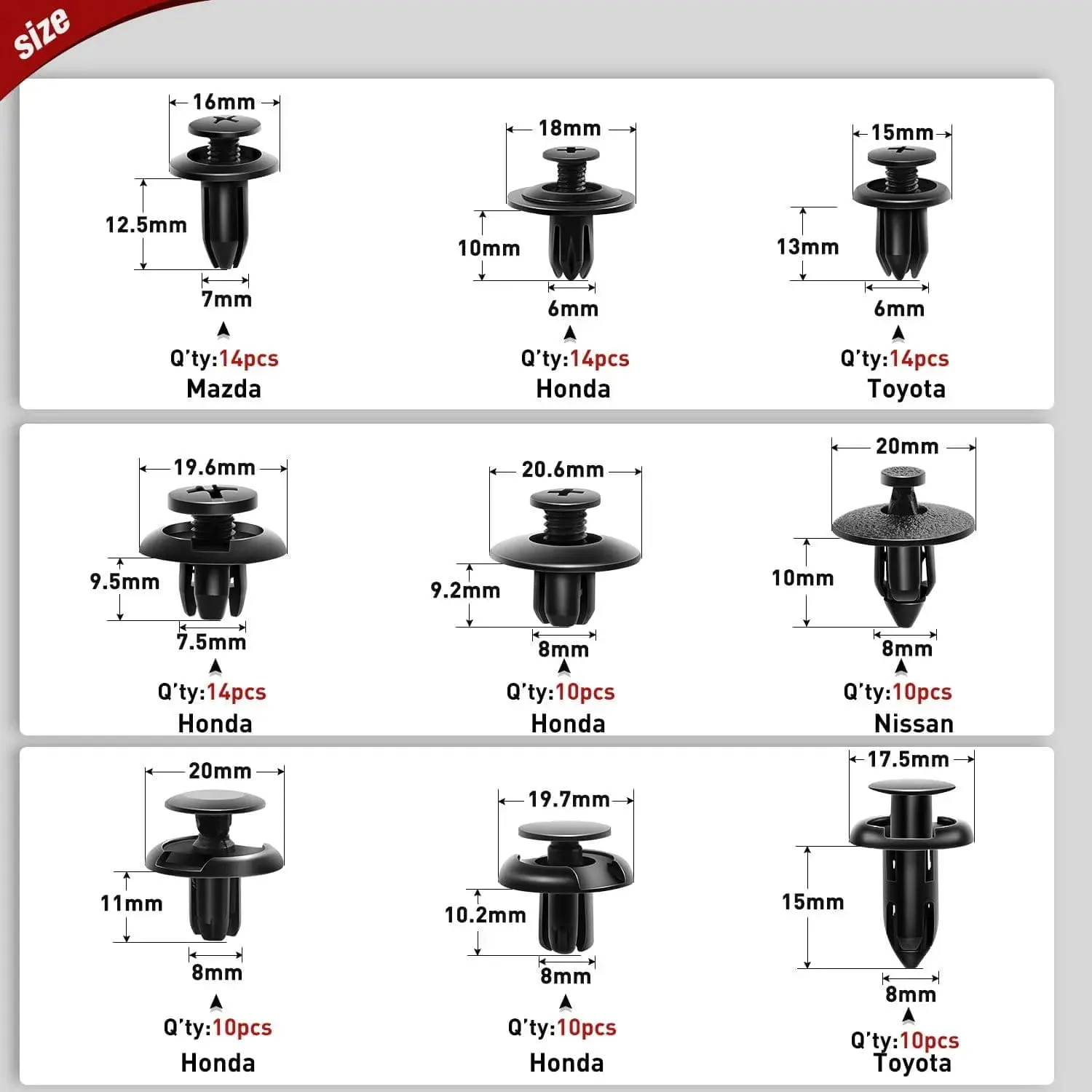 191 Pcs Bumper Retainer Clips Car Push Retainer Kit