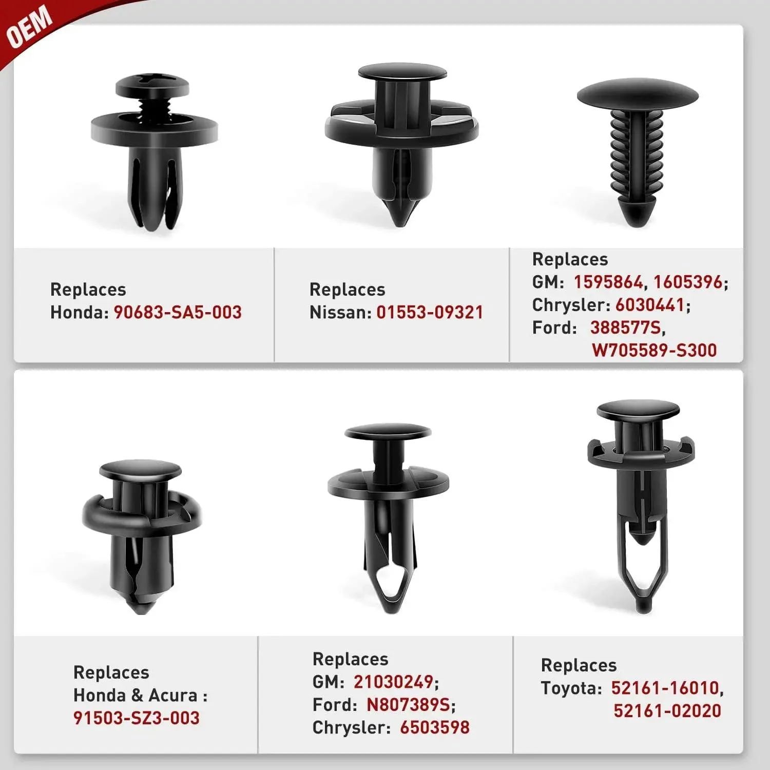 200 Pcs Hole 6mm 7mm 8mm 9mm 10mm Car Retainer Clips Expansion Screws Replacement Kit Bumper Push Rivet Clips for GM Ford Toyota Honda Chrysler Nissan