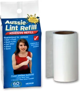 Aussie Lint Roller Medium Refill 60 Sheets