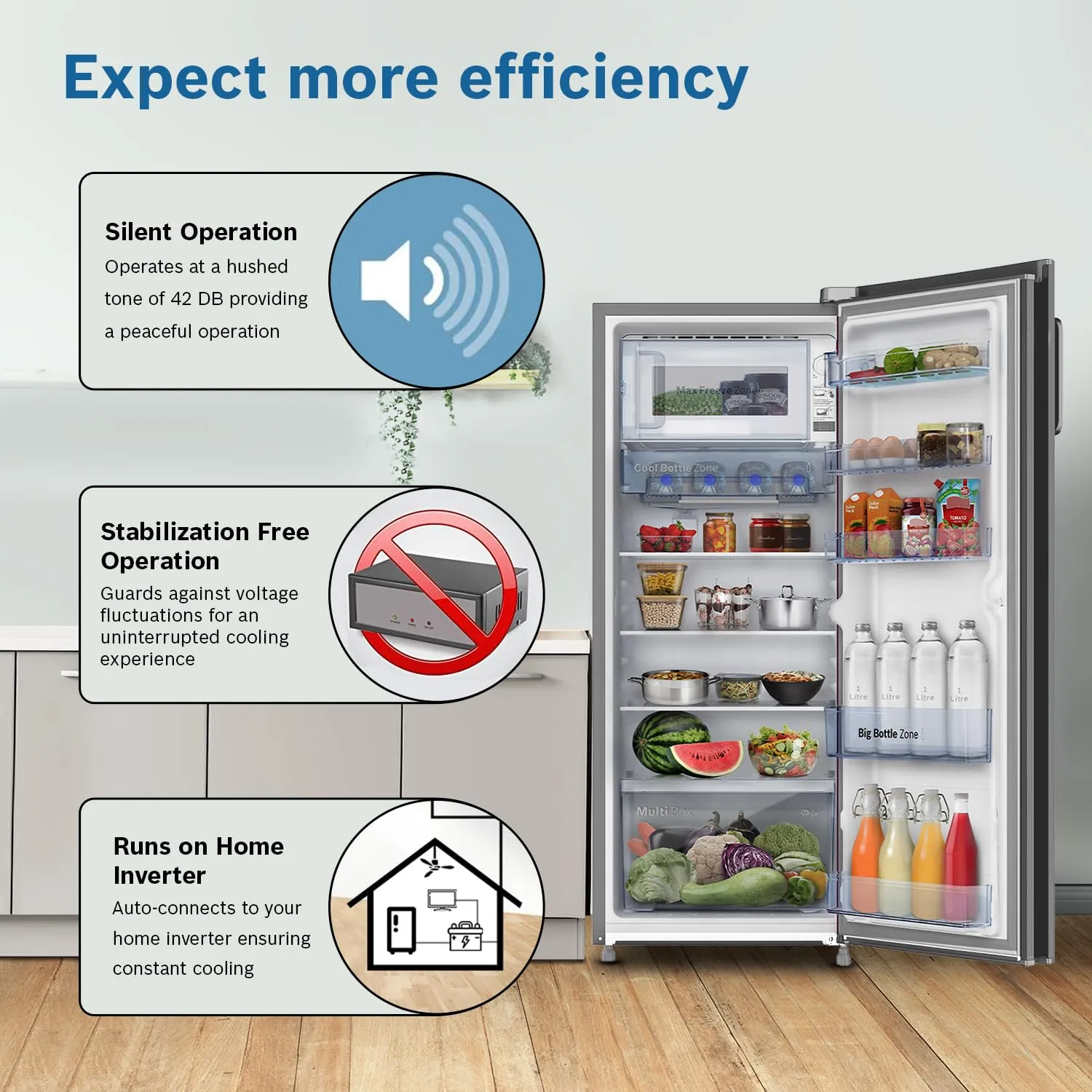 Bosch CST22S24NI Single Door Refrigerator 226L Inverter (Fine Steel)
