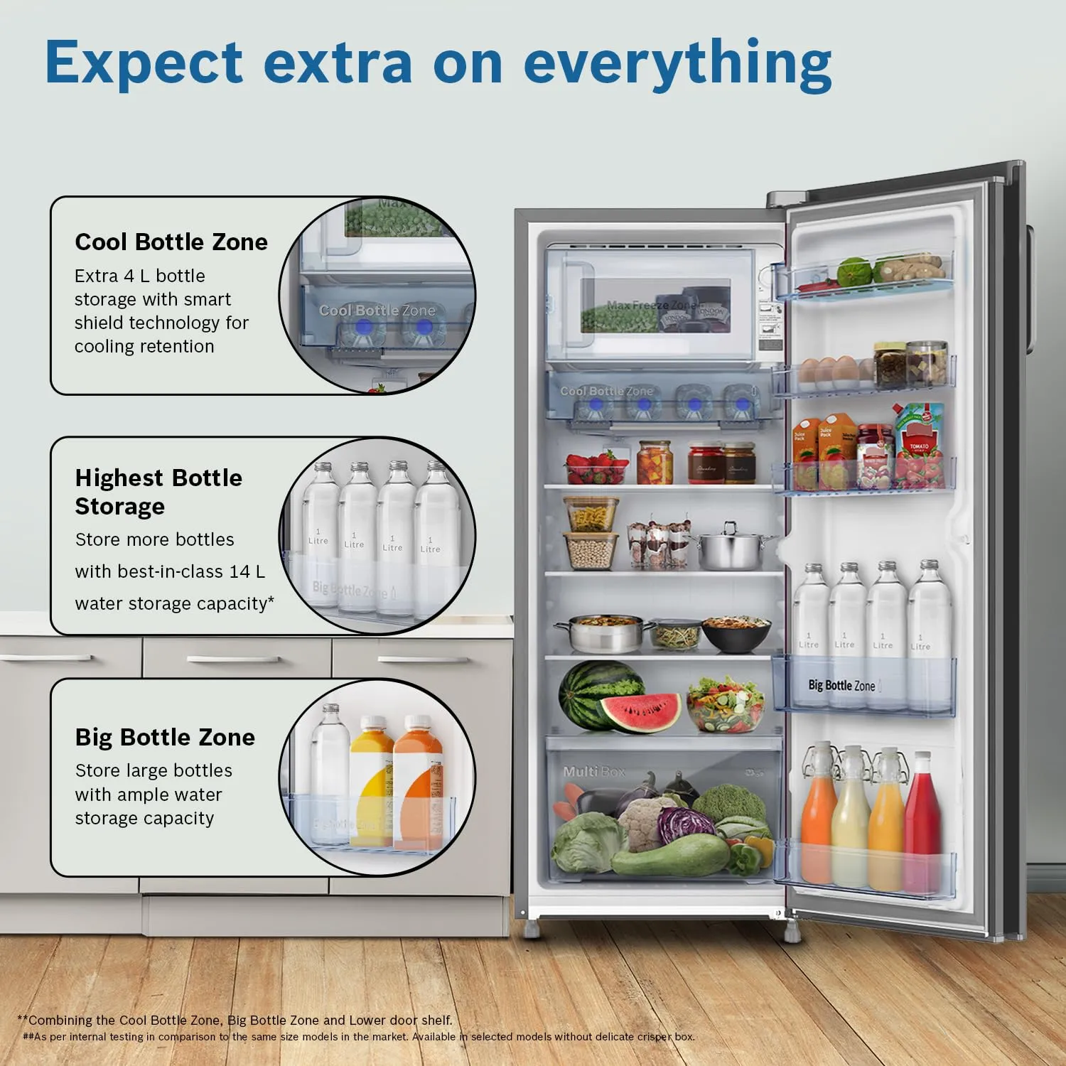 Bosch CST22S24NI Single Door Refrigerator 226L Inverter (Fine Steel)