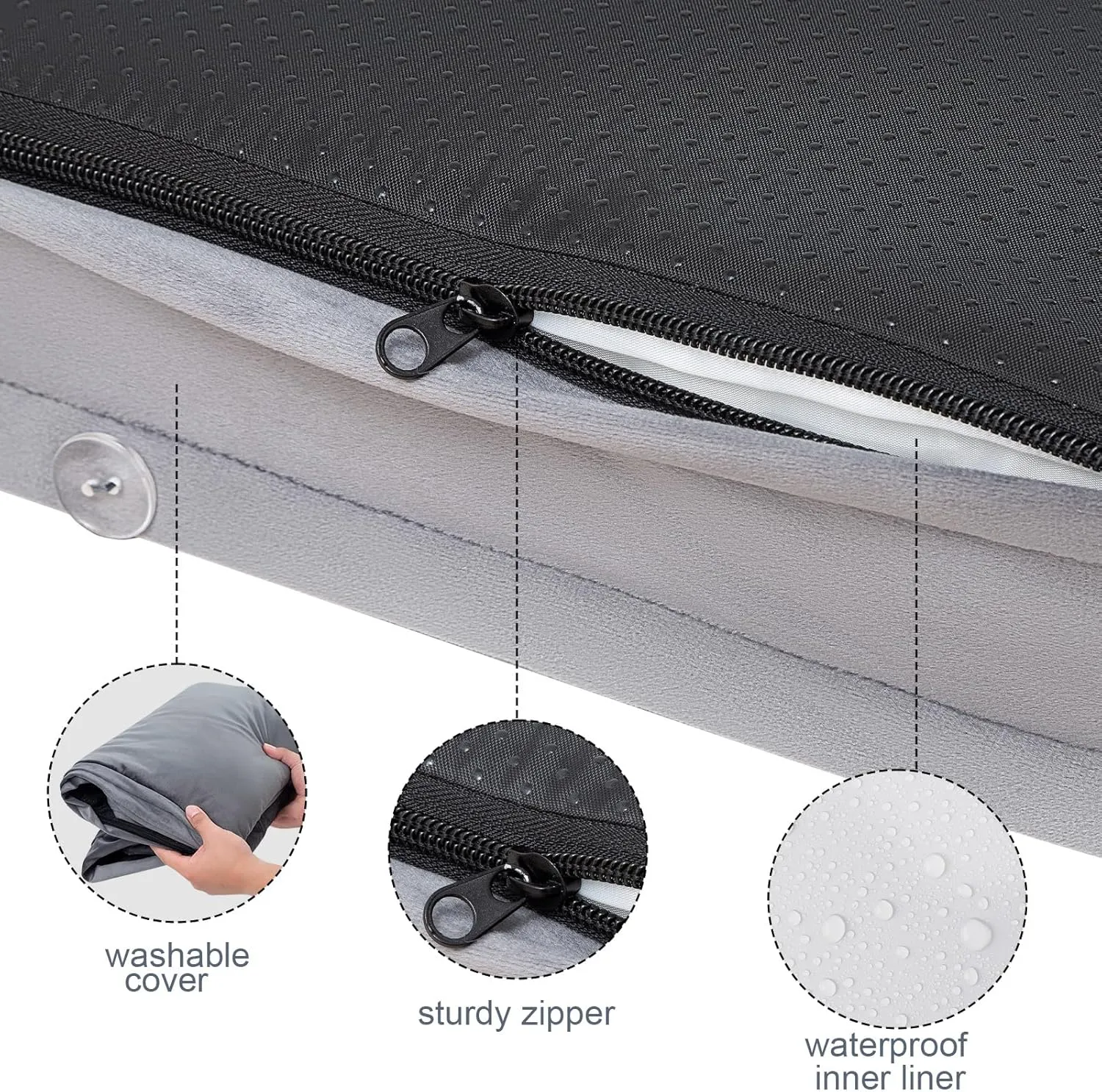 COMAX Washable Dog Bed for Large Sized Dog, Waterproof Bed Orthopedic with Removable Cover and Anti-Slip Bottom, 3-in-1 Egg Crate Foam Pet Mat