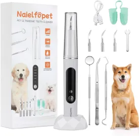 Dog Tartar and Plaque Remover for Teeth, Rechargeable Sonic Tooth Cleaner for Dogs,Dogs Dental Teeth Cleaning Kit, Dog Tooth Plaque Remover with LED Light (White)
