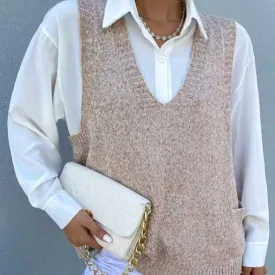 Fashion Simple Pullover Solid Color Vest