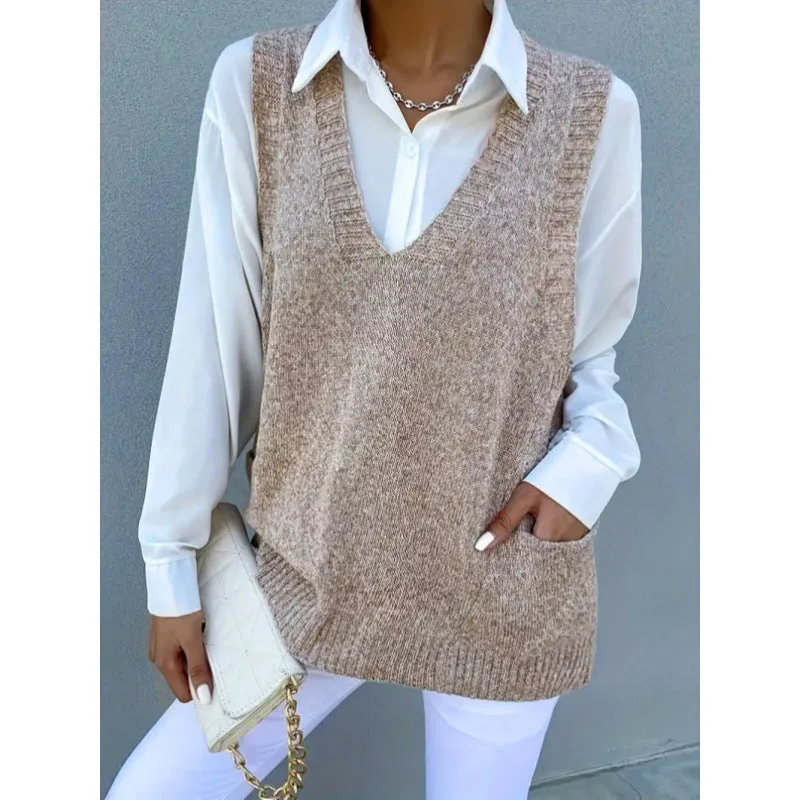 Fashion Simple Pullover Solid Color Vest