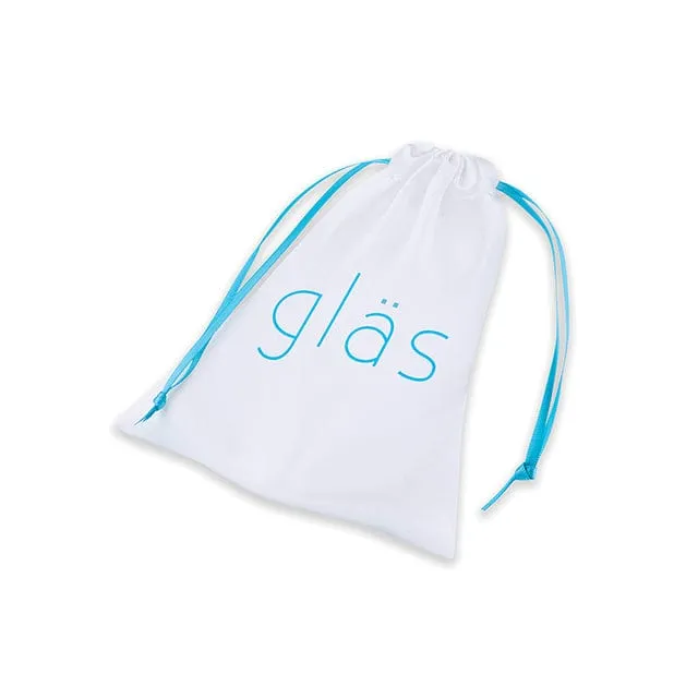 Glas - Remote Control Rechargeable Vibrating Glass Beaded Butt Plug 3.5" (Blue)