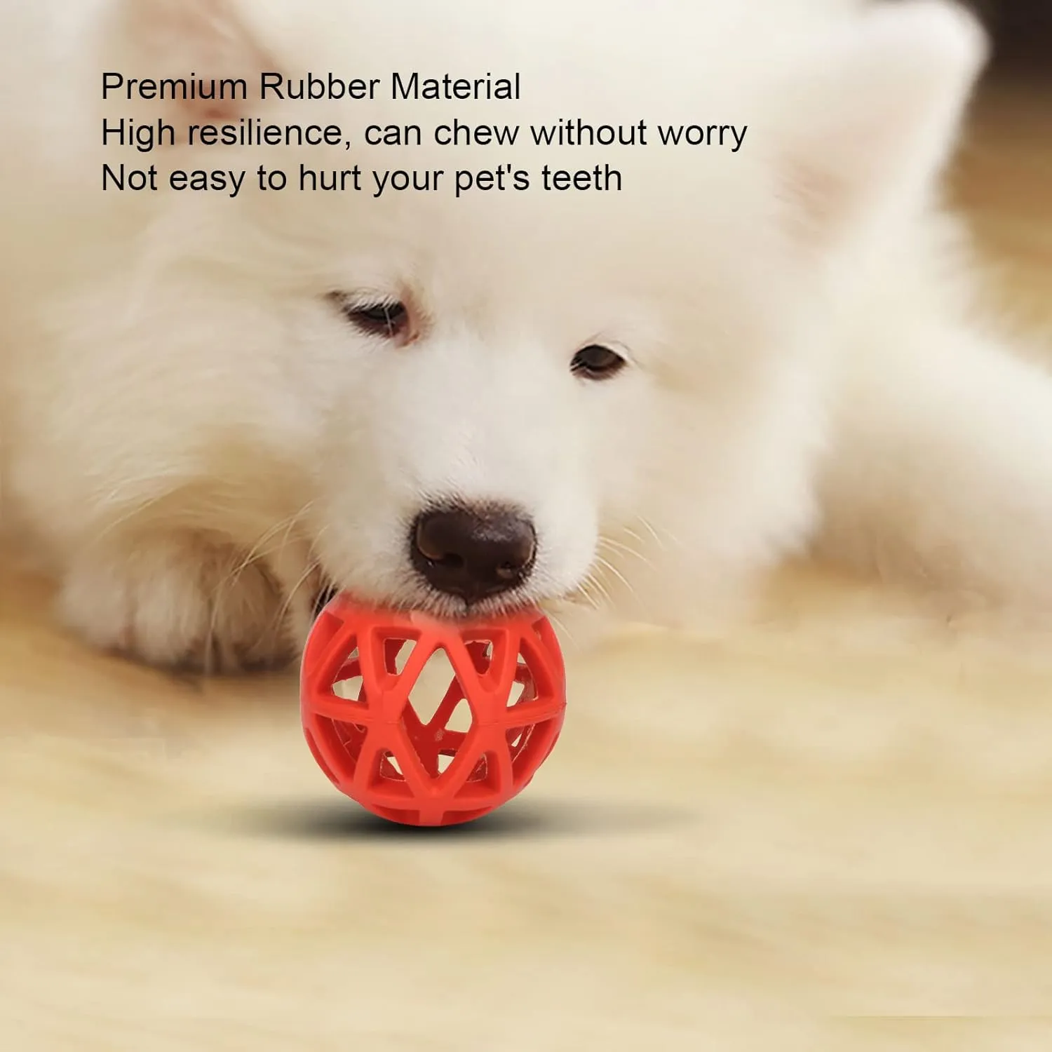 Hollow Dog Ball, Interactive Rubber Pet Chewing Ball Toy Roller Rubber Dog Toy, Durable Chew Toys for Dogs Rubber Dog Balls for Aggressive Chewers Small Breed, Interactive Dog Toy(Red)