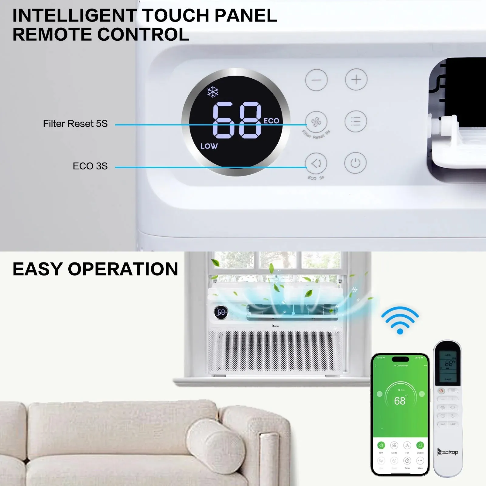 Ktaxon 8000 BTU Inverter Window Air Conditioner, Energy-Saving Window AC Unit with APP & Voice Control, Ultra Quiet & Easy Installtion Design, Work with Alexa/Google Assistant, 115V/60Hz