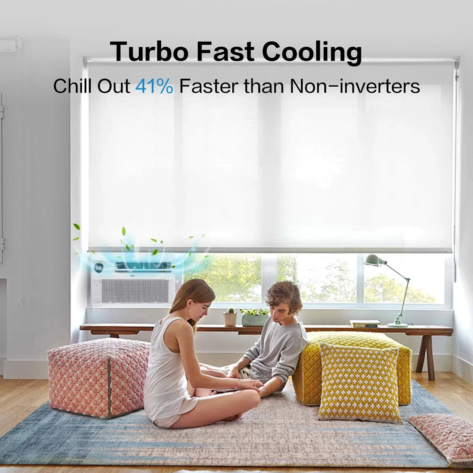 Ktaxon 8000 BTU Inverter Window Air Conditioner, Energy-Saving Window AC Unit with APP & Voice Control, Ultra Quiet & Easy Installtion Design, Work with Alexa/Google Assistant, 115V/60Hz
