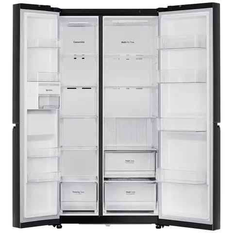 LG GLB257HWB3 Convertible 650 Litres 3 Star Frost Free Side by Side Refrigerator with Multi Air Flow (Western Black)