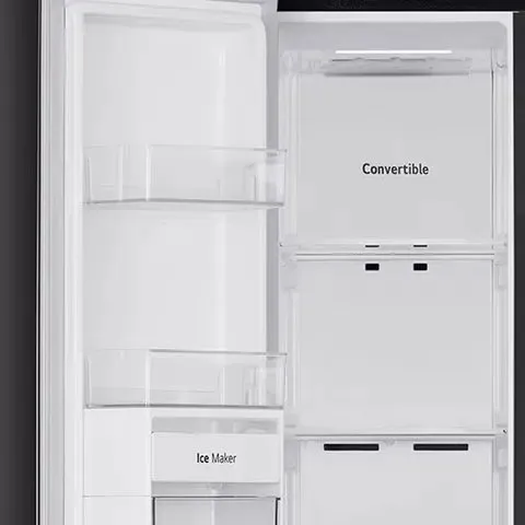 LG GLB257HWB3 Convertible 650 Litres 3 Star Frost Free Side by Side Refrigerator with Multi Air Flow (Western Black)