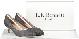LK Bennett Grey Glitter Kitten Heel Court Shoes BNIB UK 5 EU 38 👠