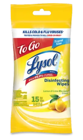 Lysol Disinfecting Wipes to-Go Pack, Lemon Scent, 15 ct