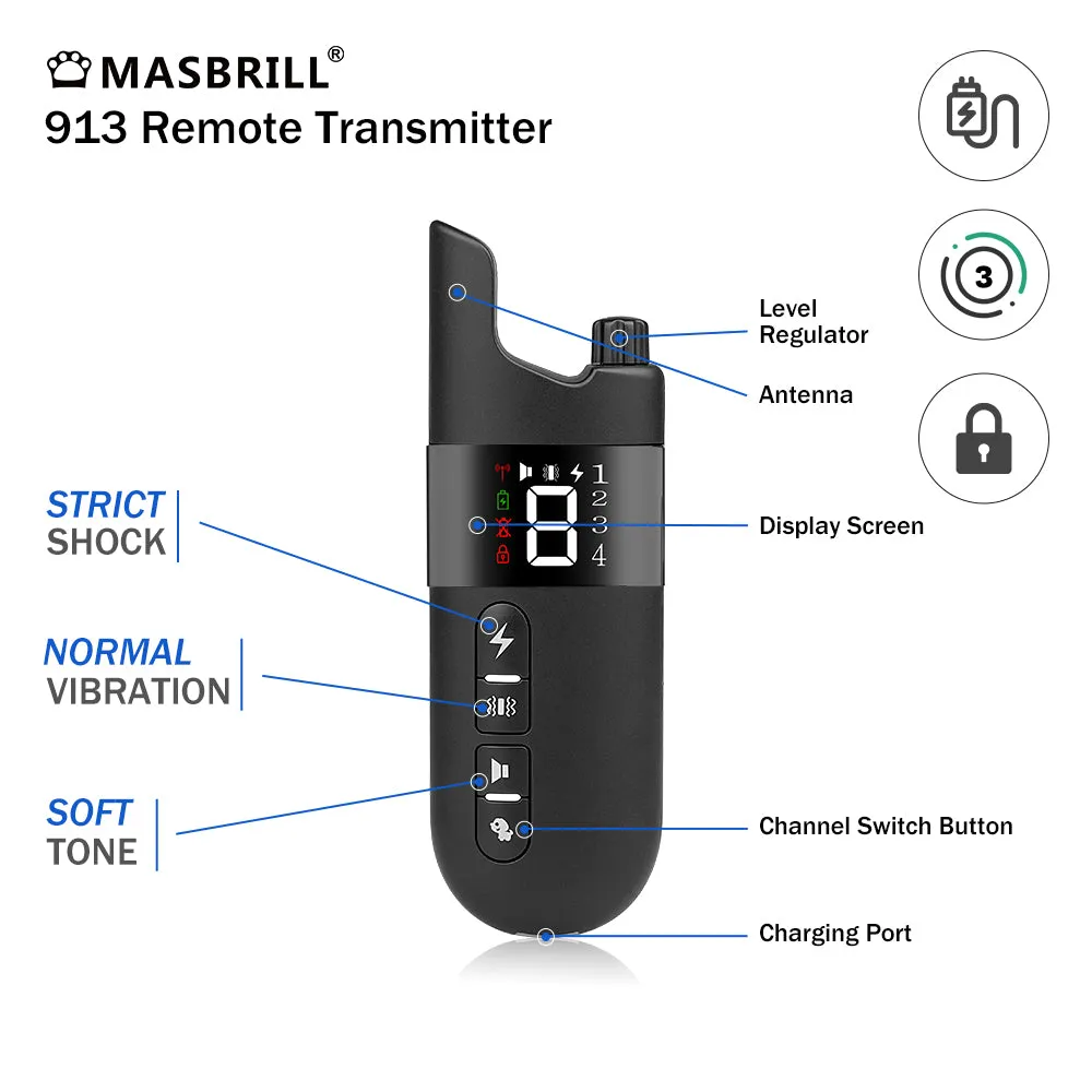 MASBRILL Dog Training Shock Collar for 2 Dogs, Waterproof Rechargeable Dog Shock Collar with Remote, 2000Ft 3 Modes Beep Vibrating Shock for Small Medium Large Dogs