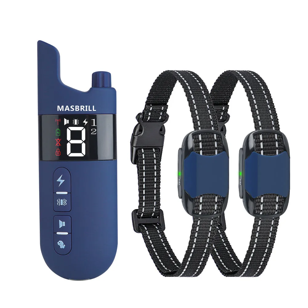 MASBRILL Dog Training Shock Collar for 2 Dogs, Waterproof Rechargeable Dog Shock Collar with Remote, 2000Ft 3 Modes Beep Vibrating Shock for Small Medium Large Dogs