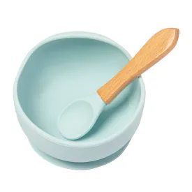 Mint Green Silicon Bowl And Spoon Set