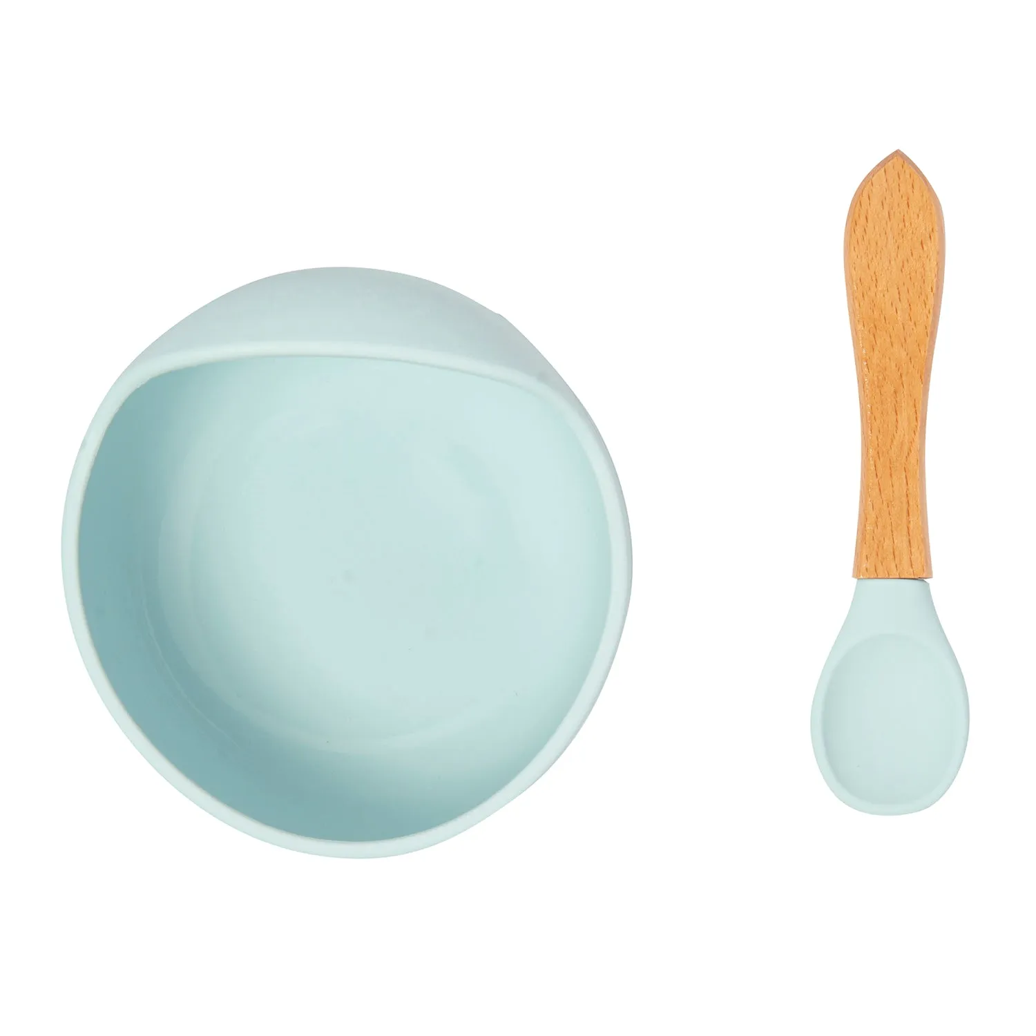 Mint Green Silicon Bowl And Spoon Set