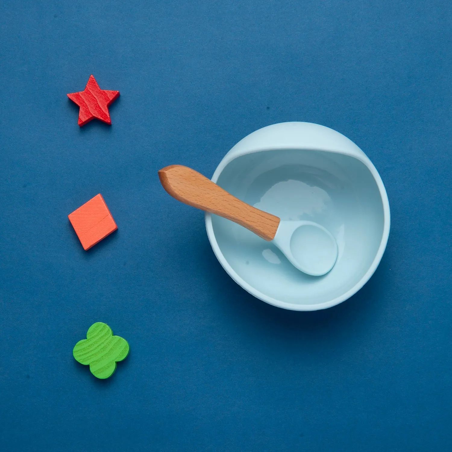 Mint Green Silicon Bowl And Spoon Set