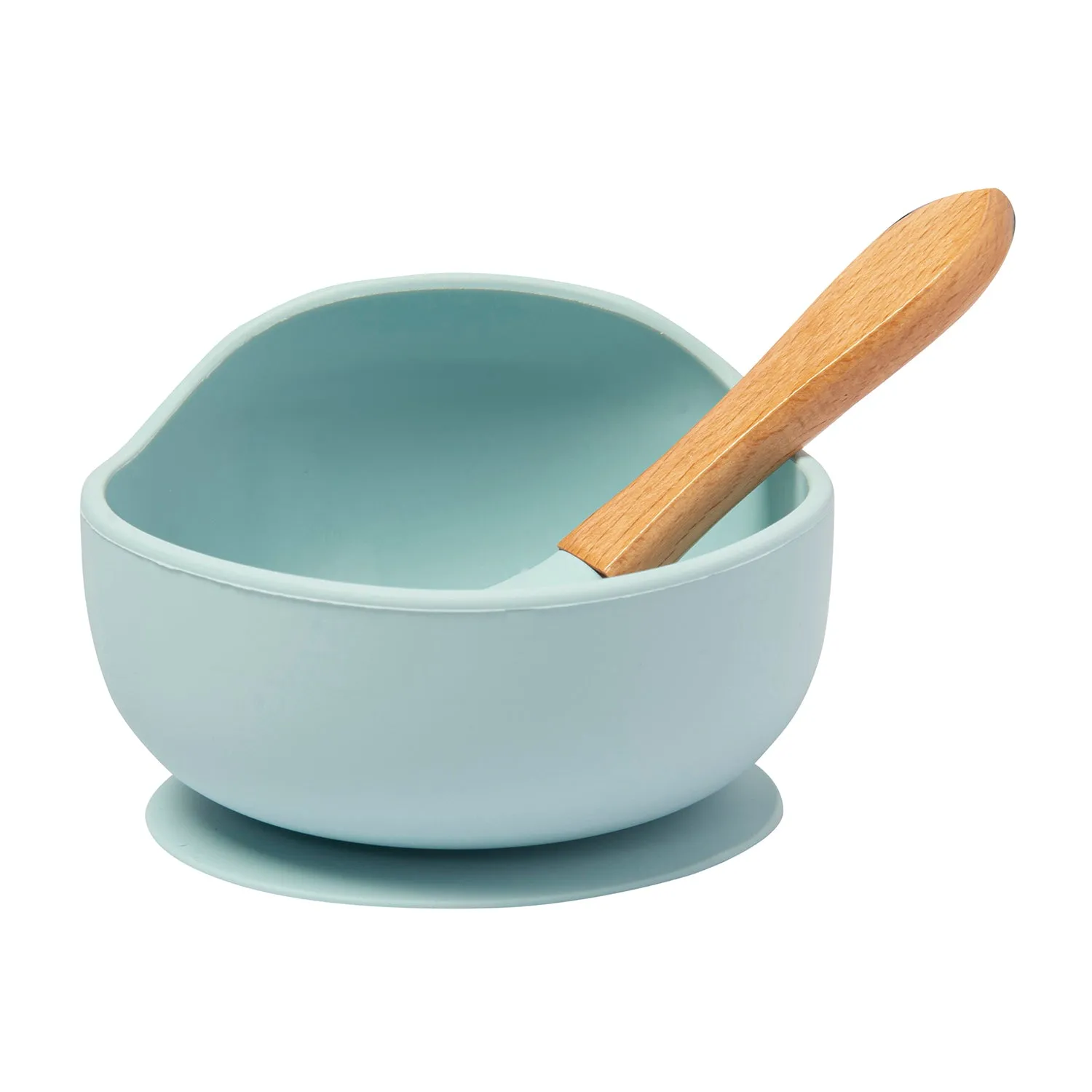 Mint Green Silicon Bowl And Spoon Set
