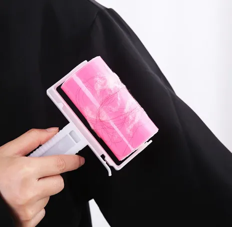 NEW Washable Clothes Hair Sticky Roller Reusable Portable Home Cleaning Pet Hair Remover Carpet Bed Sofa Dust Collector, Pink