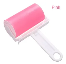 NEW Washable Clothes Hair Sticky Roller Reusable Portable Home Cleaning Pet Hair Remover Carpet Bed Sofa Dust Collector, Pink