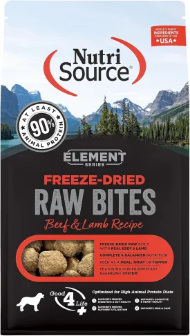 NutriSource Element Series Beef and Lamb Freeze Dried Raw Bites, 10 Ounce (Pack of 1)