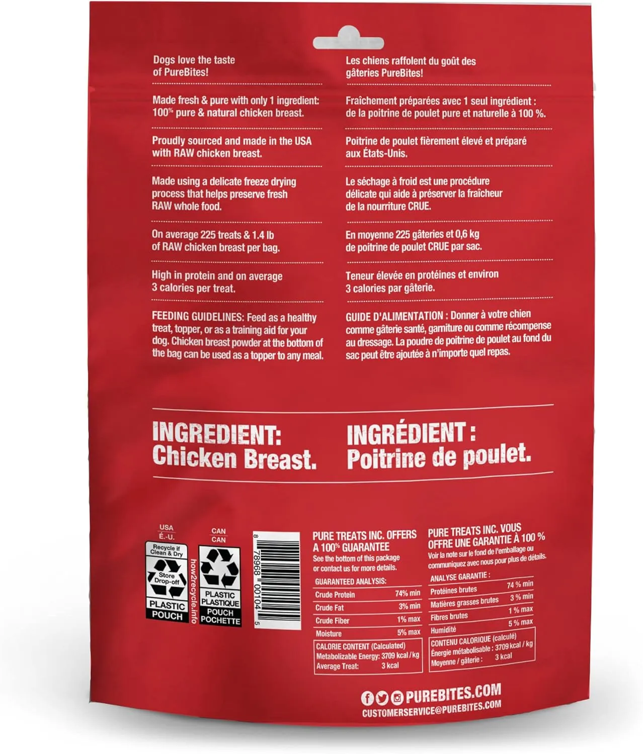 PureBites Chicken Freeze Dried Dog Treats, 1 Ingredient, Made in USA, 6.2oz