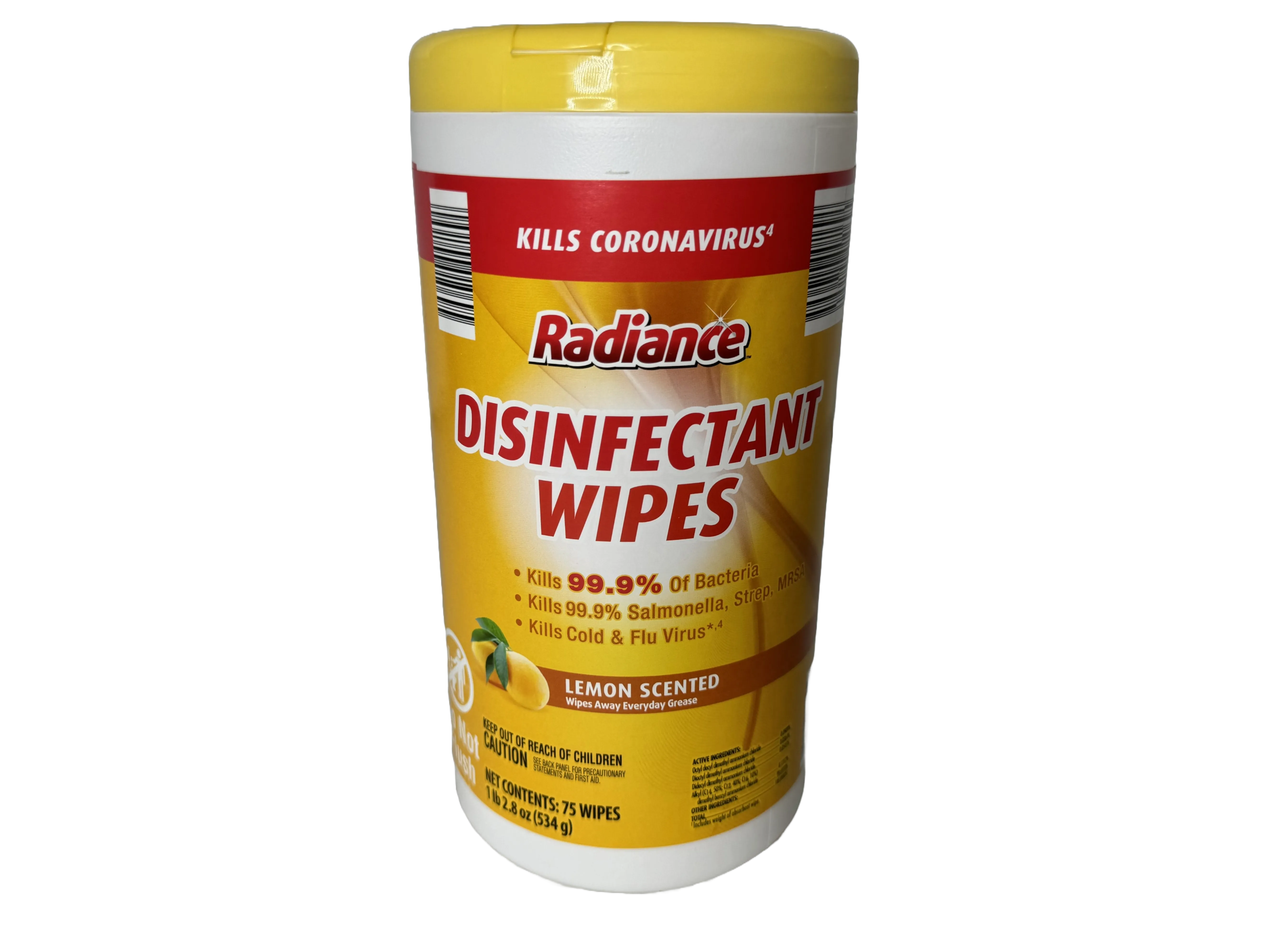 Radiance Lemon Disinfectant Wipes, 75 Wipes