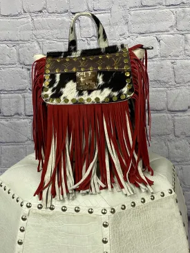 Repurposed LV White Cowhide Charlie Leather Backpack