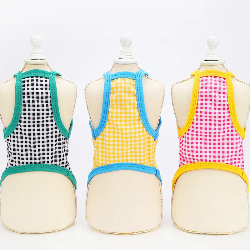 Smiley Face Plaid Sleeveless Vest for Small Dogs