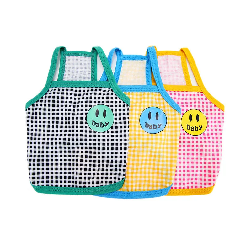 Smiley Face Plaid Sleeveless Vest for Small Dogs