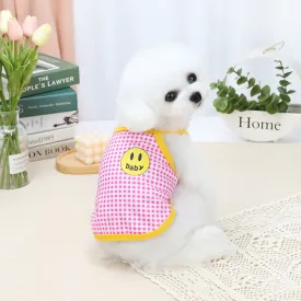 Smiley Face Plaid Sleeveless Vest for Small Dogs