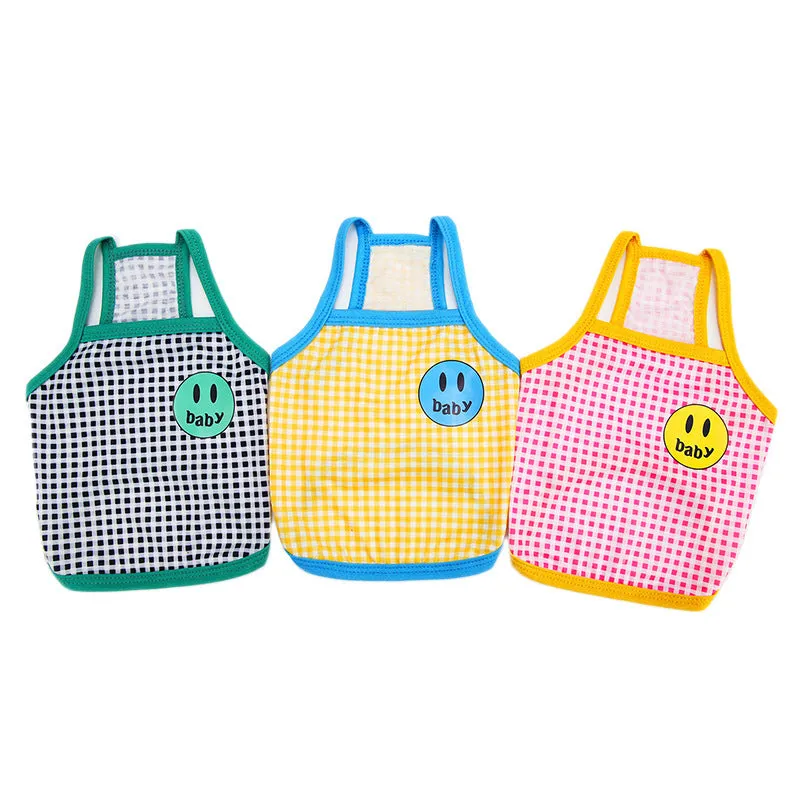 Smiley Face Plaid Sleeveless Vest for Small Dogs