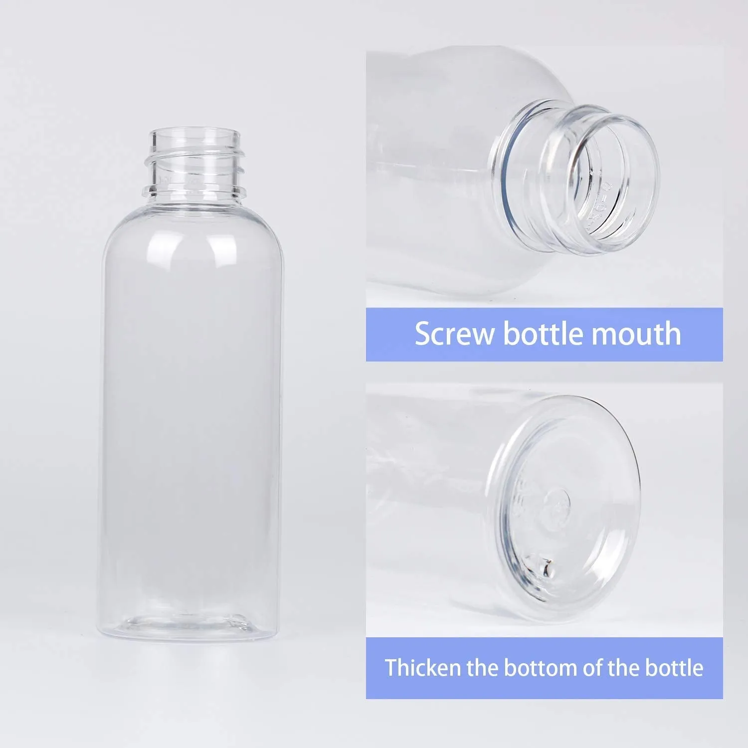 TrendBox 12 Pack Plastic Empty Bottles with Flip Cap for Shampoo, Lotions, Liquid Body Soap, Cream (2 oz / 60 ml)