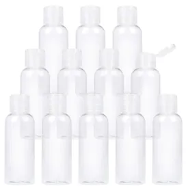 TrendBox 12 Pack Plastic Empty Bottles with Flip Cap for Shampoo, Lotions, Liquid Body Soap, Cream (2 oz / 60 ml)