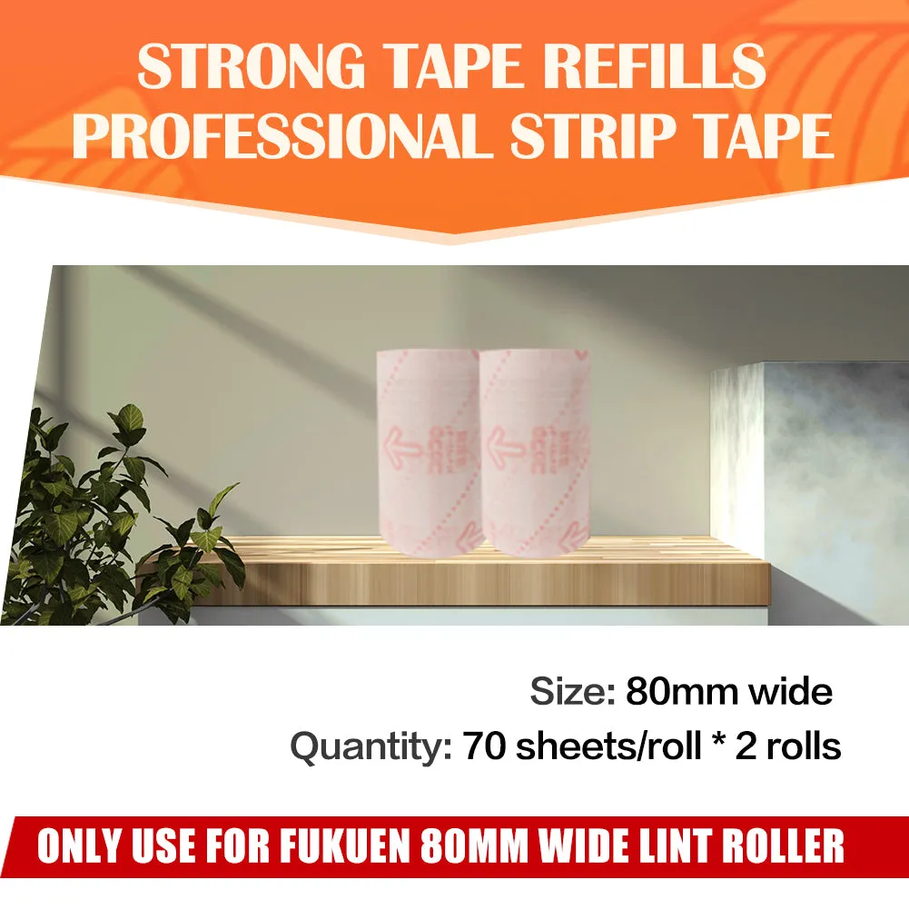 Universal Refills of Multipurpose Extra Sticky Lint Rollers for Pet Hair 80mm 3.15in Refills (2 Rolls 140 Sheets in Total)